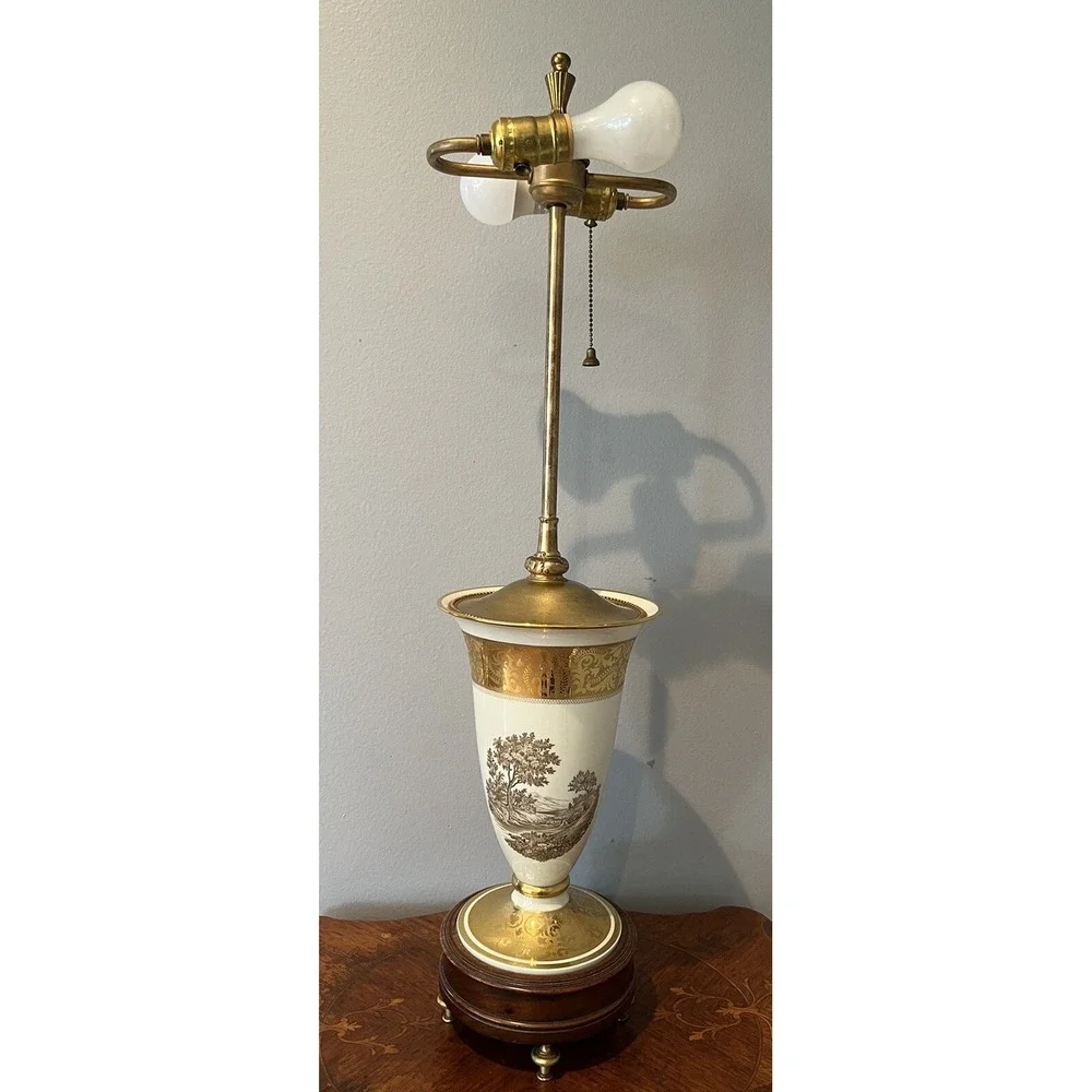 Vintage Rosenthal Porcelain Vase Table Lamp Rich Gold Accent 32